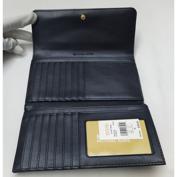Michael Kors Jet Set Travel Black Quilted Leather Trifold Wallet - NWT $328 - Picture 10 of 16